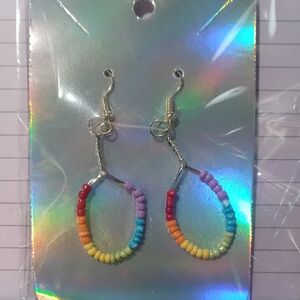 Colorful Beaded Hoop Earrings